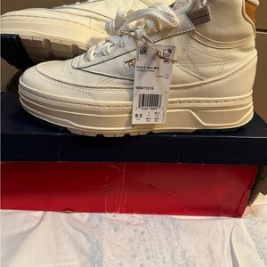 Clae Cream High-Top Sneakers